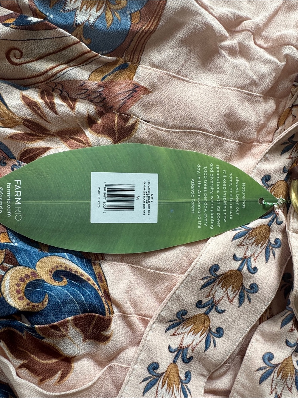 FARM Rio Pink Pleated Maxi Skirt with Shell themed Blue and Brown Floral Panels - Picture 4 of 4